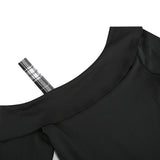 1950S Black Asymmetrical Plaid Patchwork Long Sleeve Vintage Dress