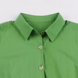 1950S Green Retro Button-Up Short Sleeve Vintage Dress