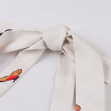 1950S White Halter Neck Butterfly Print Belted Vintage Dress