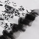 1950S White Halter Neck Butterfly Print Belted Vintage Dress