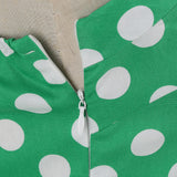 1950S Green Retro Polka Dot Halter Belted Sleeveless Vintage Dress