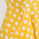 1950S Yellow Retro Polka Dot Halter Neck Vintage Dress