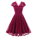 1950S Charming Pink Lace Cap Sleeve Sweetheart Neckline Vintage Swing Dress