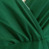1950S Green V-Neck Swing Half Sleeves Vintage  Dress