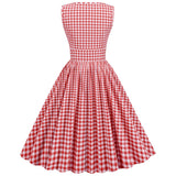 1950S Red and White Gingham Sleeveless A-Line Vintage Swing Dress