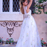 Sweetheart Neck Floor Length Tulle Embroidery Floral Prom Dress