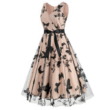 1950S V-Neck Belted Sleeveless Vintage Dress